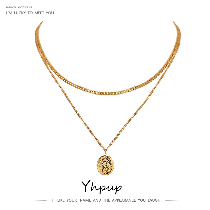 Collier géométrique en acier inoxydable