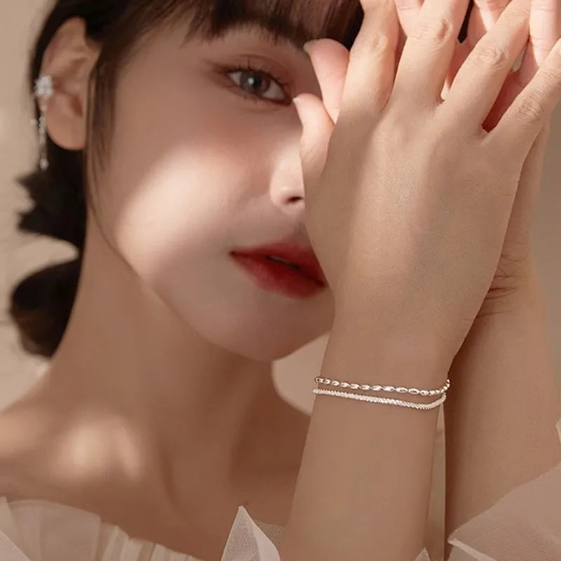 Bracelet perles en argent 925 élégante