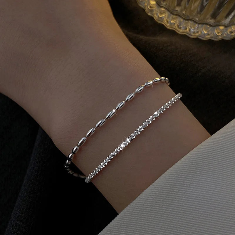 Bracelet perles en argent 925 élégante