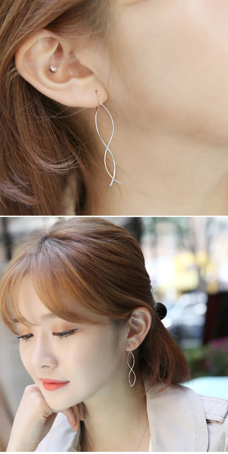 Boucles d'oreilles pendantes en argent 925 moderne