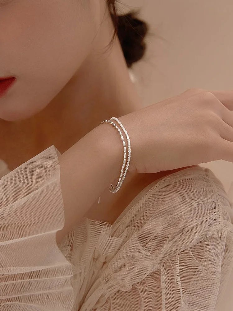 Bracelet perles en argent 925 élégante