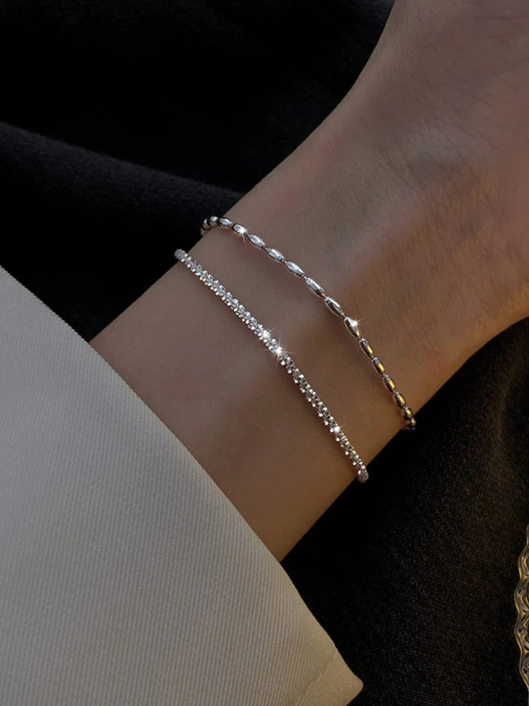 Bracelet perles en argent 925 élégante