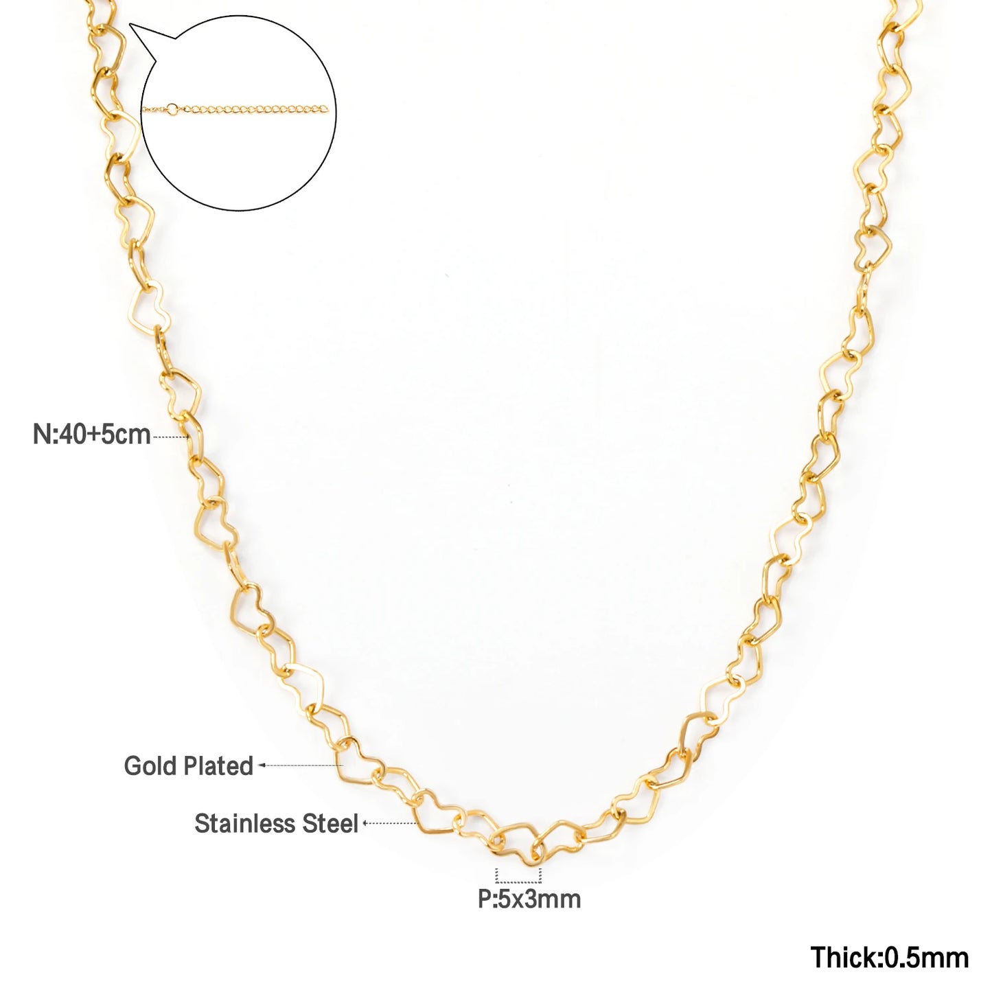 Collier cœur en acier inoxydable