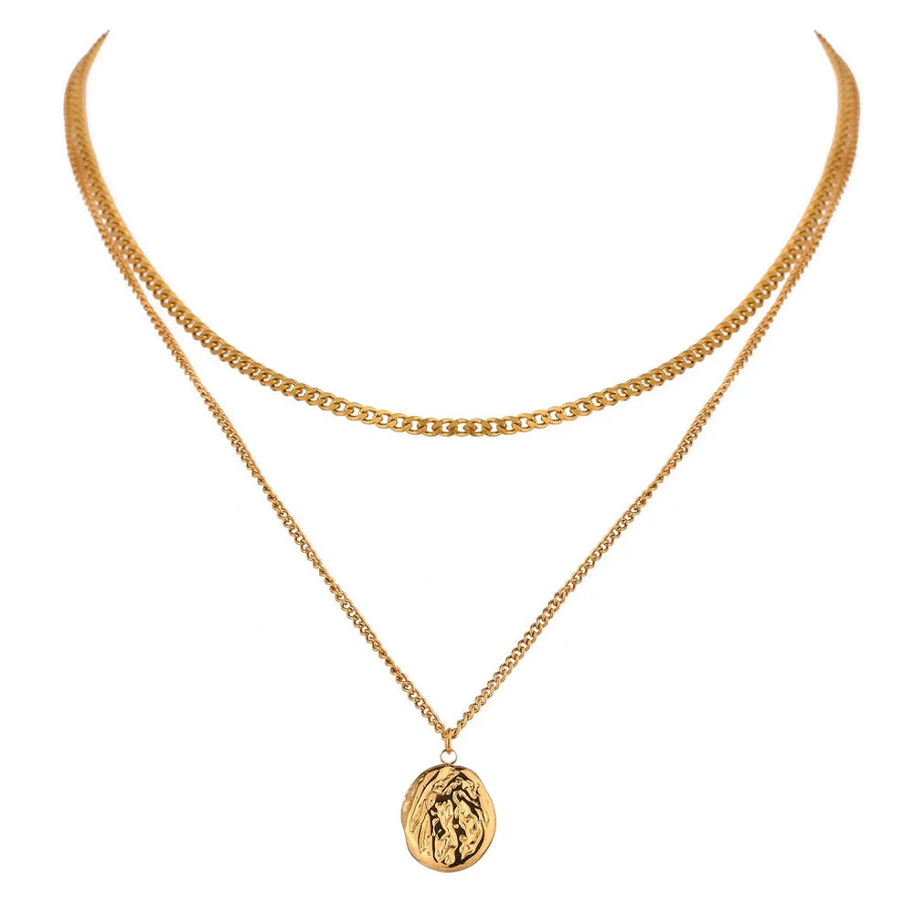 Collier géométrique en acier inoxydable