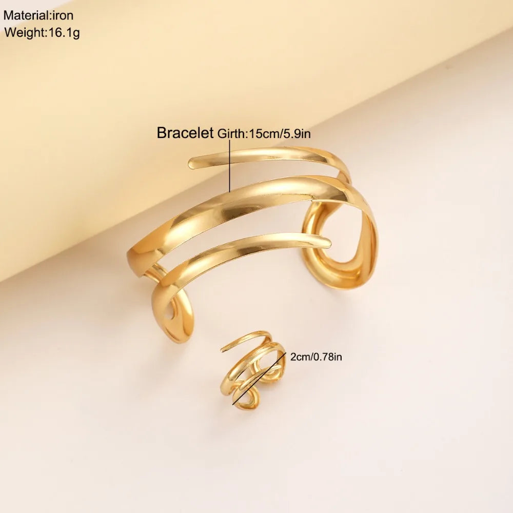 Bracelet jonc géométrique en doré