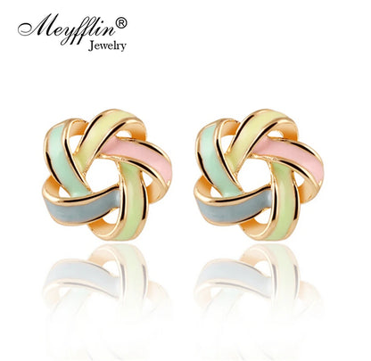 Boucles d'oreilles puces multicolore