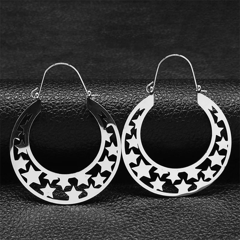 Boucles d'oreilles créoles en acier inoxydable intemporelle