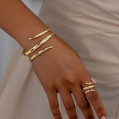 Bracelet jonc géométrique en doré