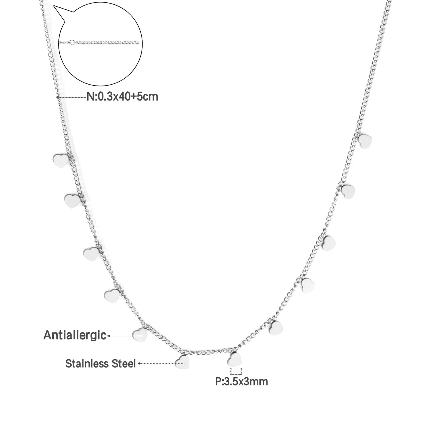 Collier cœur en acier inoxydable