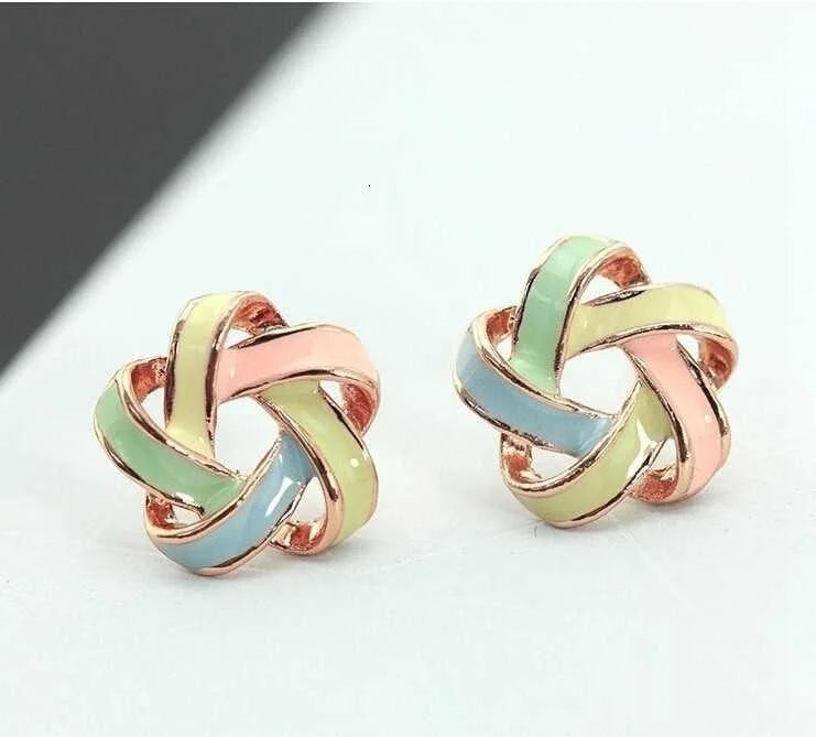 Boucles d'oreilles puces multicolore