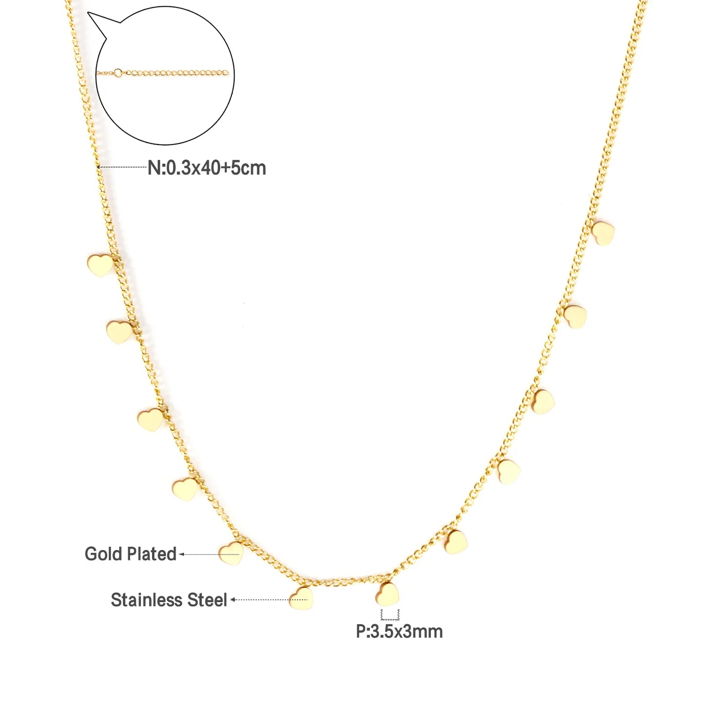 Collier cœur en acier inoxydable