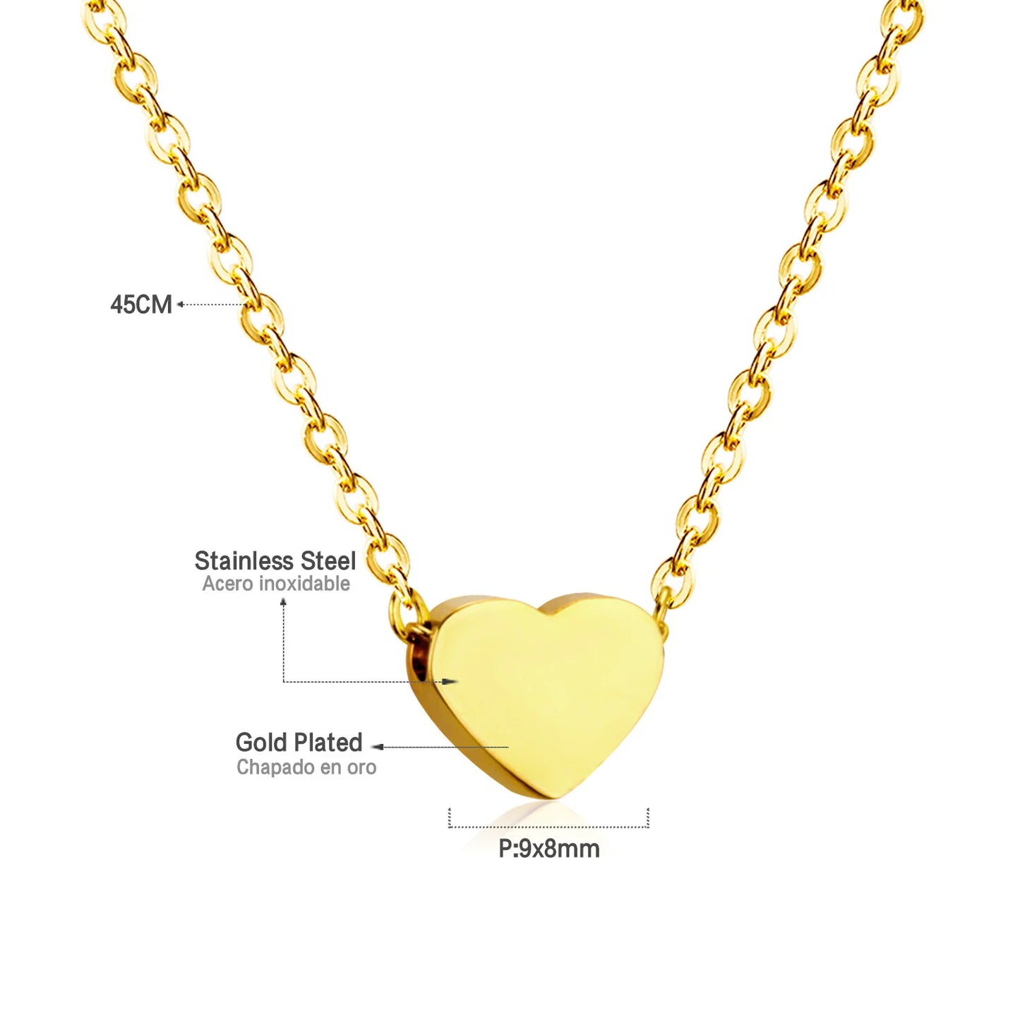 Collier cœur en acier inoxydable