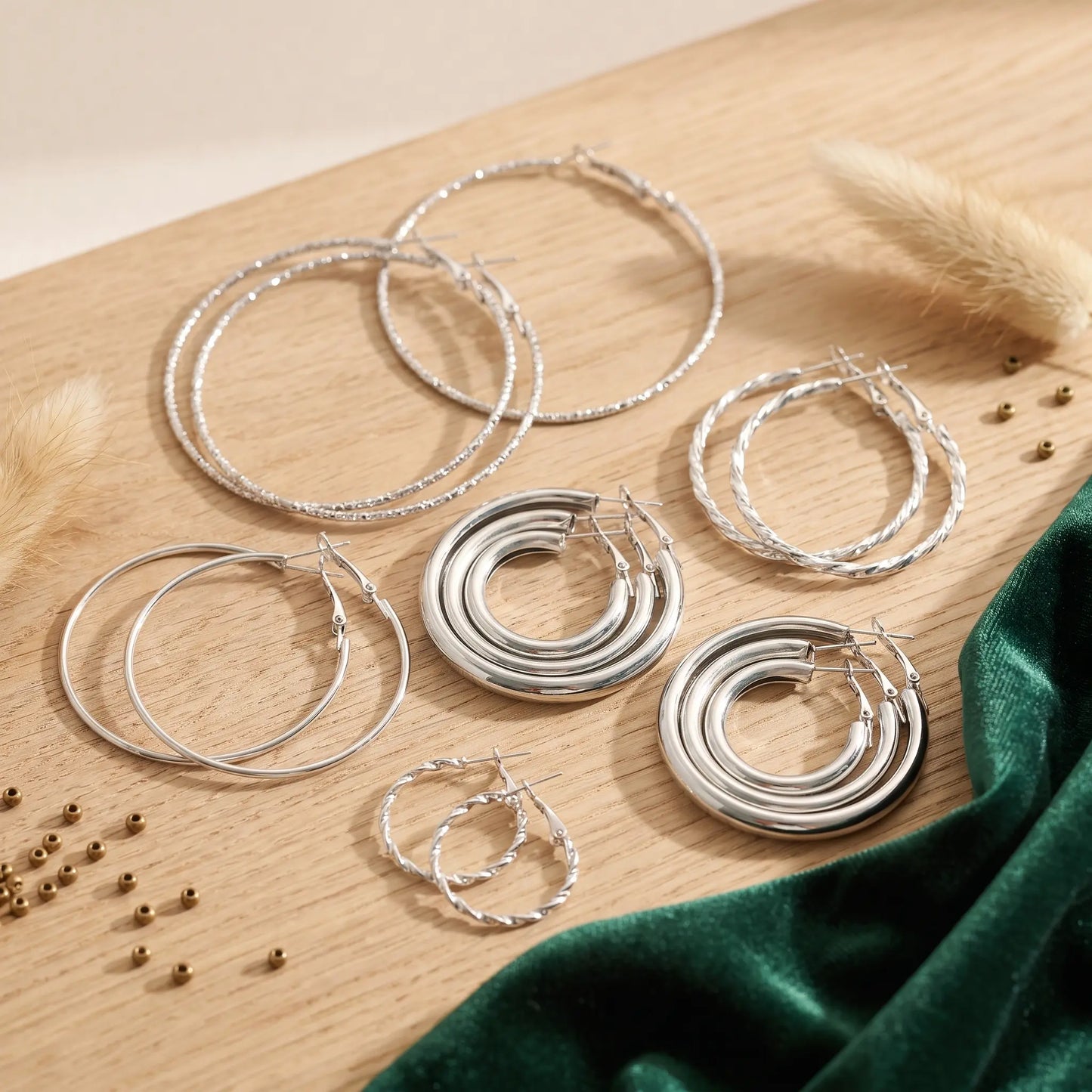 Ensemble de boucles d'oreilles créoles de différentes tailles